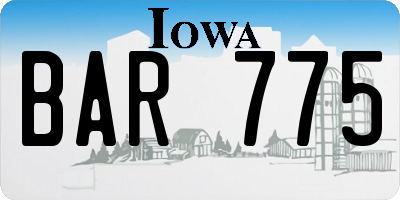 IA license plate BAR775
