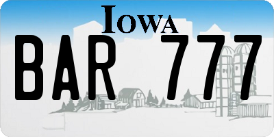 IA license plate BAR777