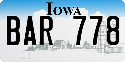 IA license plate BAR778