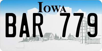 IA license plate BAR779