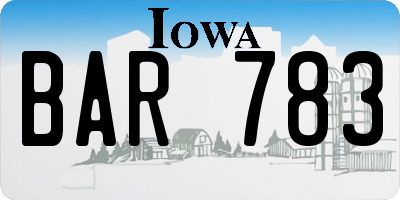 IA license plate BAR783