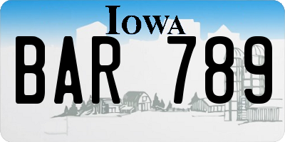 IA license plate BAR789
