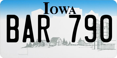 IA license plate BAR790