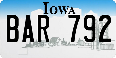 IA license plate BAR792