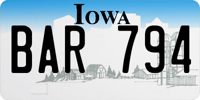 IA license plate BAR794