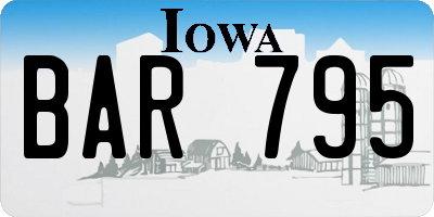 IA license plate BAR795