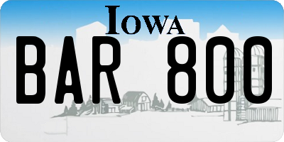 IA license plate BAR800