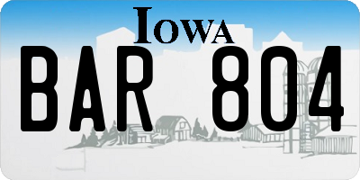 IA license plate BAR804