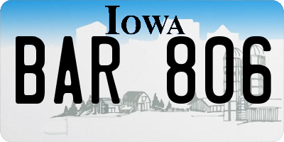 IA license plate BAR806