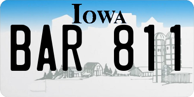 IA license plate BAR811