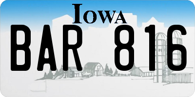 IA license plate BAR816