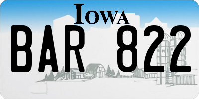 IA license plate BAR822