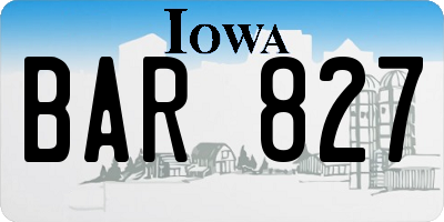IA license plate BAR827