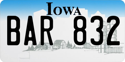 IA license plate BAR832