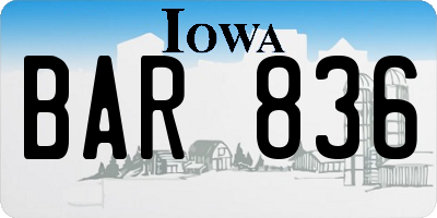 IA license plate BAR836