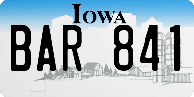 IA license plate BAR841