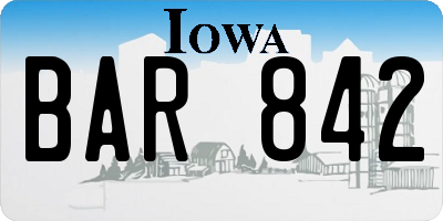 IA license plate BAR842