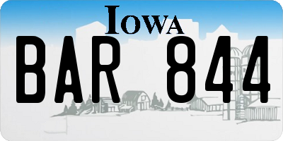 IA license plate BAR844
