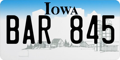 IA license plate BAR845