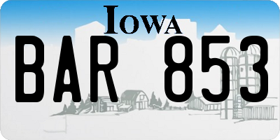 IA license plate BAR853