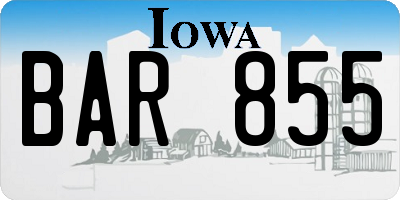 IA license plate BAR855