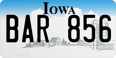 IA license plate BAR856