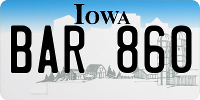 IA license plate BAR860