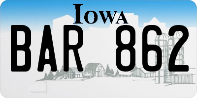 IA license plate BAR862