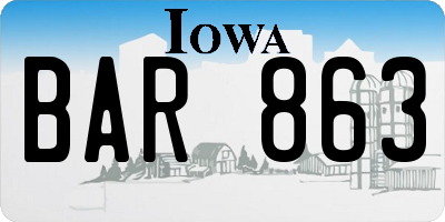 IA license plate BAR863