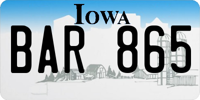 IA license plate BAR865