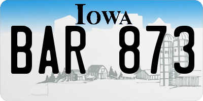 IA license plate BAR873