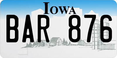 IA license plate BAR876