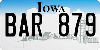 IA license plate BAR879