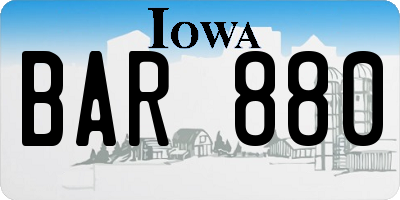 IA license plate BAR880