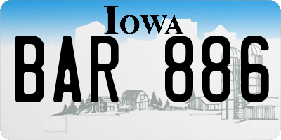 IA license plate BAR886