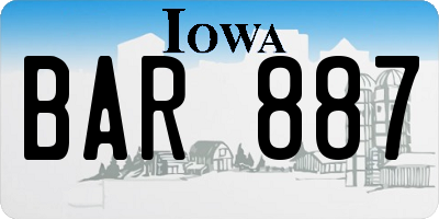 IA license plate BAR887