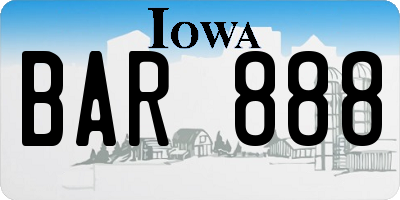 IA license plate BAR888