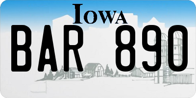IA license plate BAR890