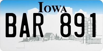 IA license plate BAR891