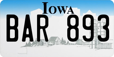 IA license plate BAR893