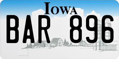 IA license plate BAR896