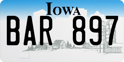 IA license plate BAR897