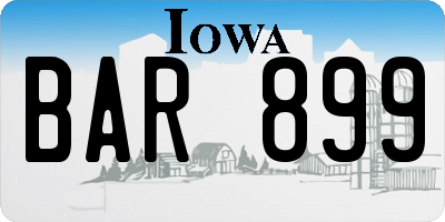 IA license plate BAR899