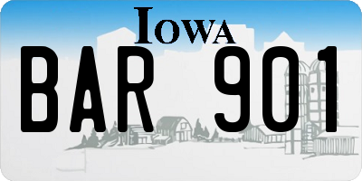 IA license plate BAR901