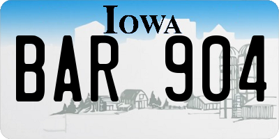 IA license plate BAR904