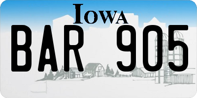 IA license plate BAR905