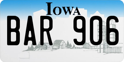 IA license plate BAR906