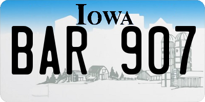 IA license plate BAR907