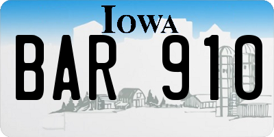 IA license plate BAR910