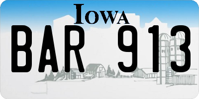 IA license plate BAR913